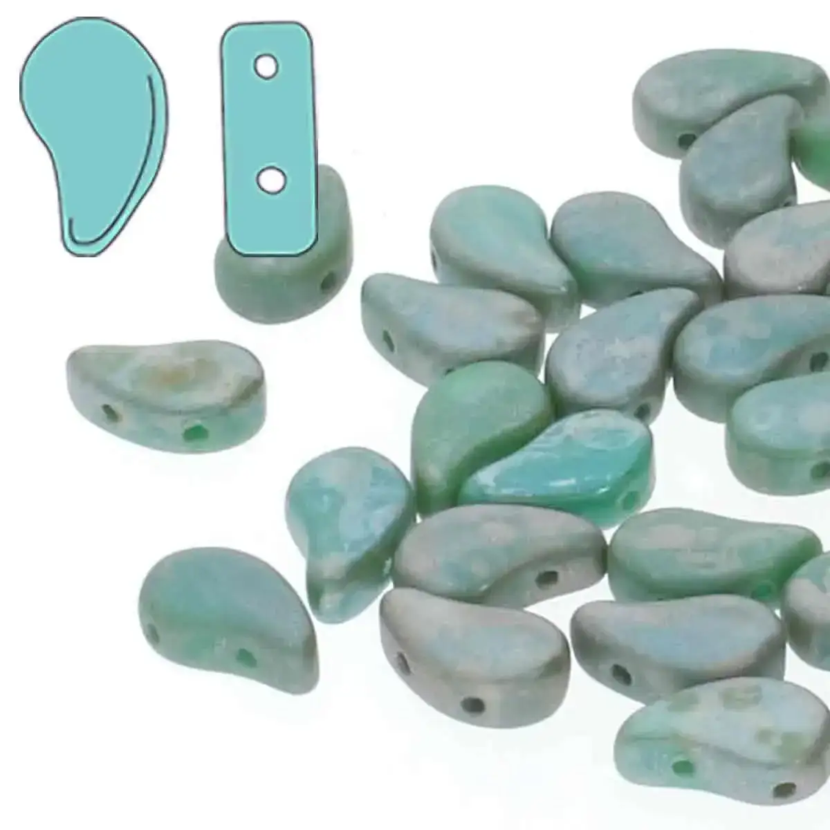 Paisleyduo Beads, Turquoise Blue Matte Rembrandt, 10g.