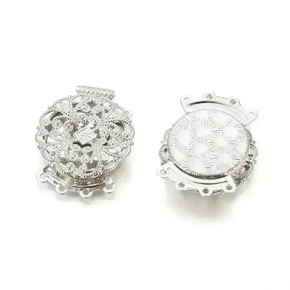 Pastiche, 4-Strand Box Clasp, Vacuum Plated, Platinum or Light Gold Finish - Image 3