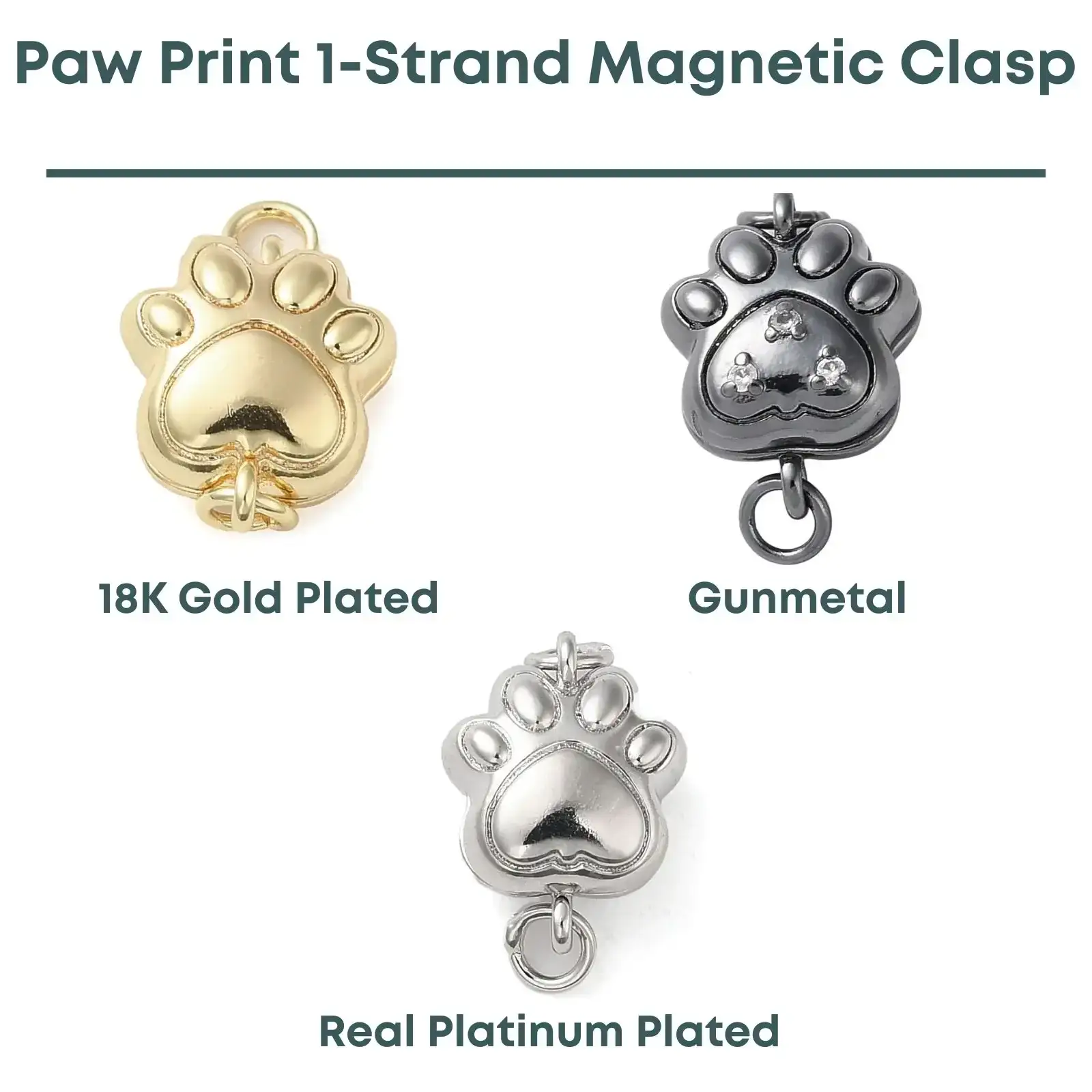 Paw Print, 1-Strand Magnetic Clasp