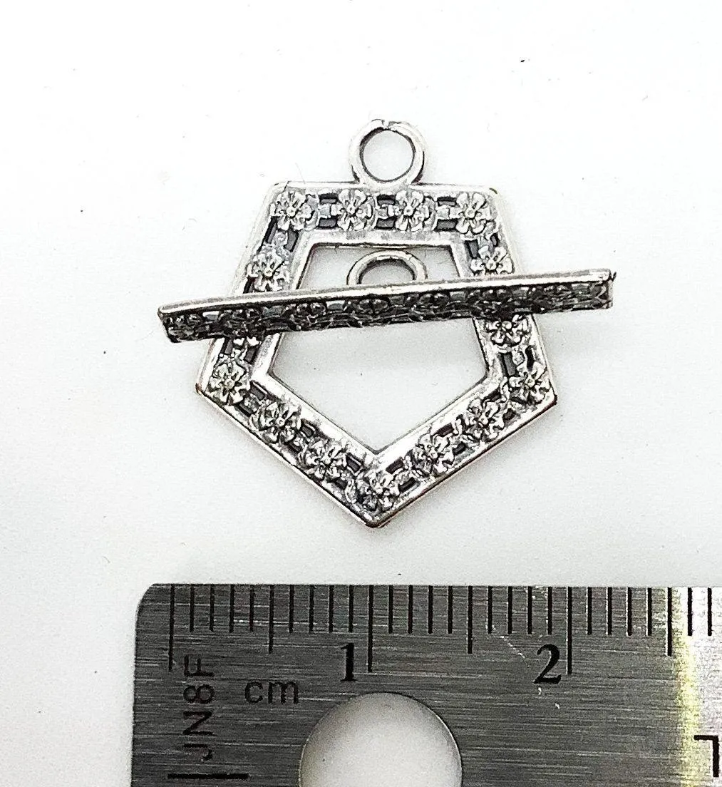 Penta Lightweight Toggle Clasp, 18mm, Antique Silver over Pewter - Image 2