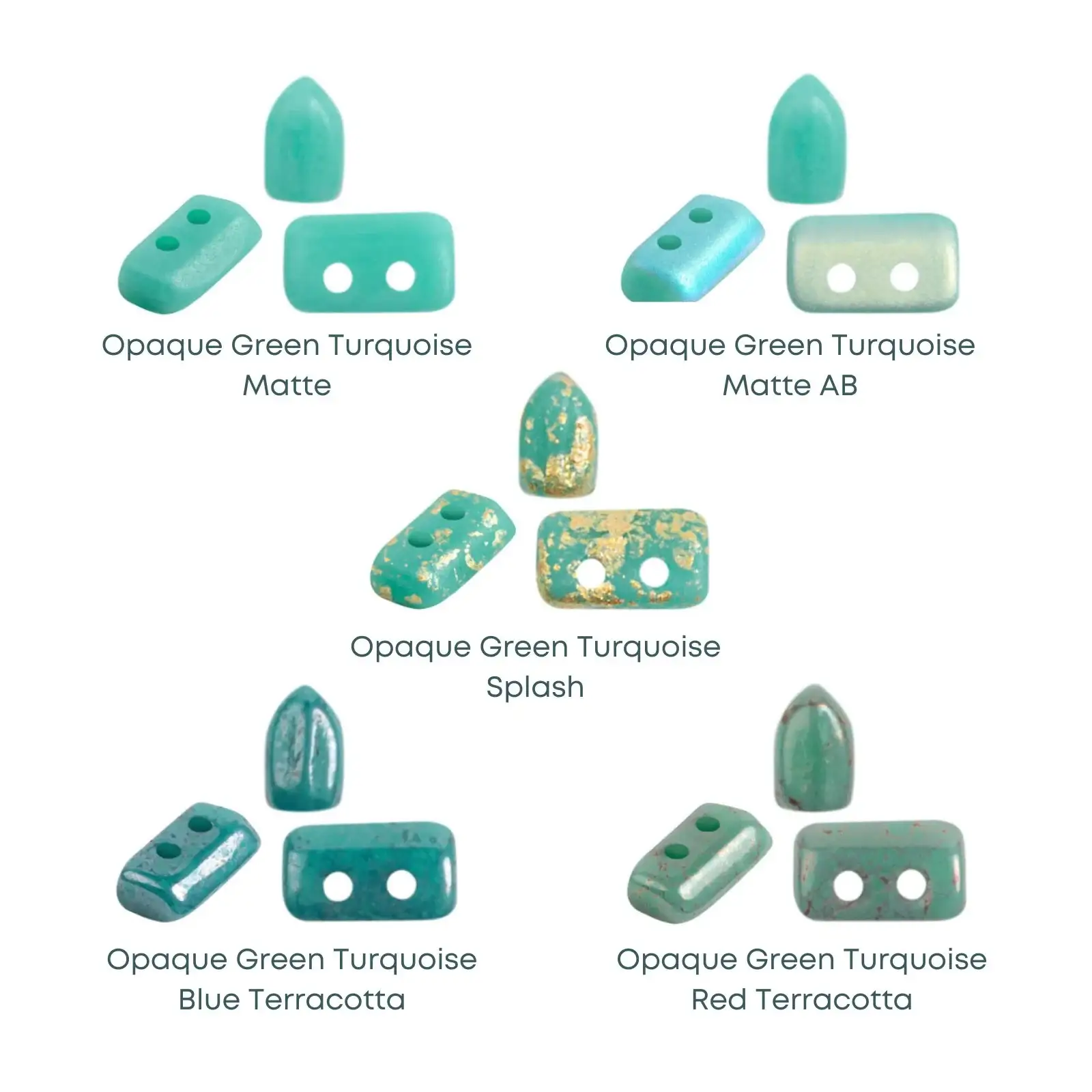 Piros Beads par Puca, Opaque Green Turquoise, 5g & 20g