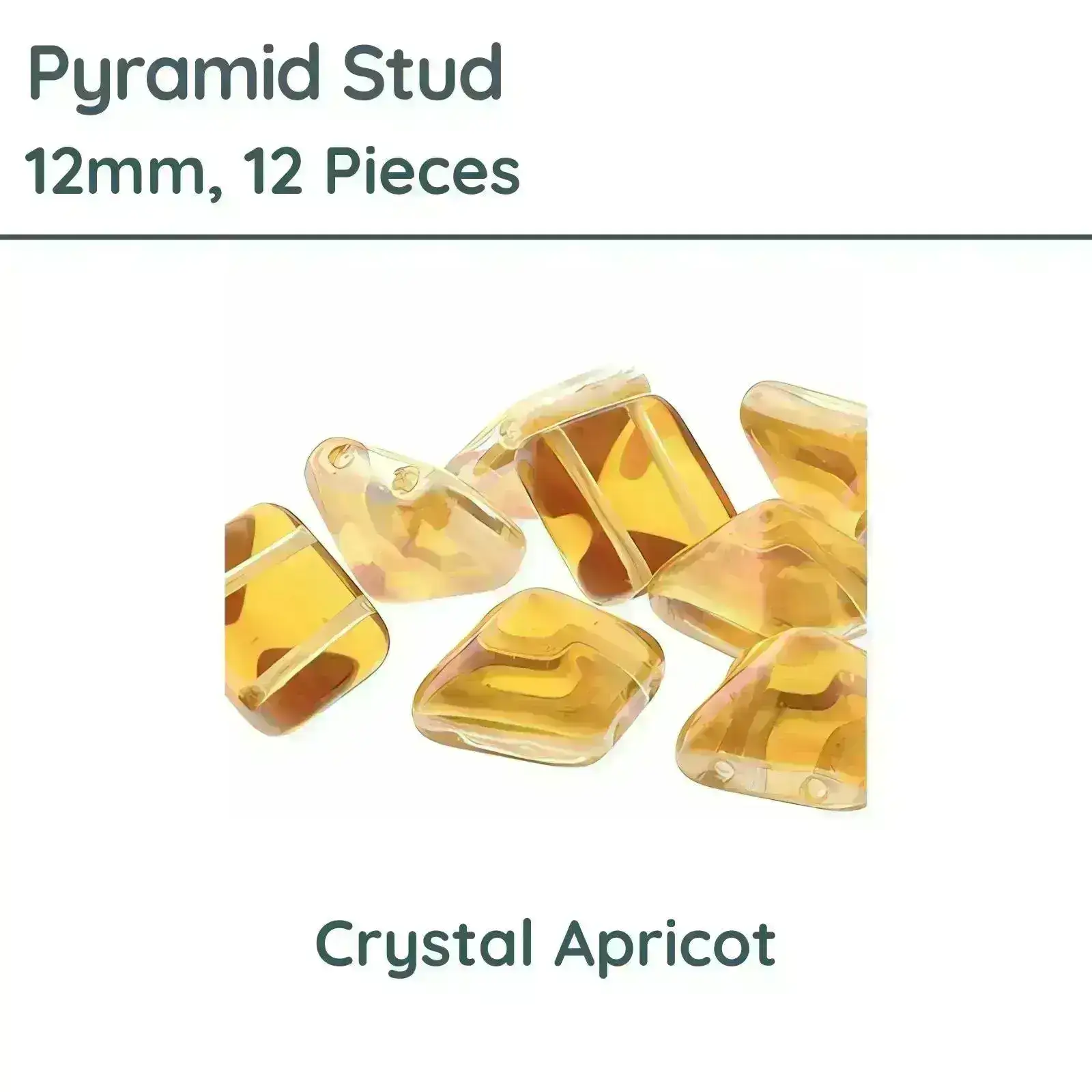 Pyramid Stud Beads, 12mm, Crystal Apricot