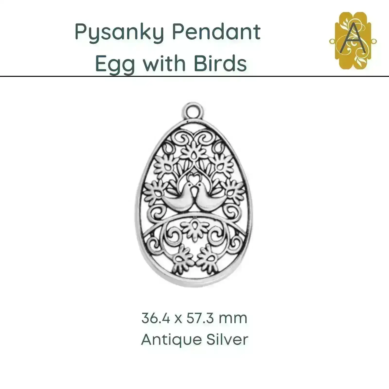 Pysanky Filigree Bird Charm or Pendant - Image 3