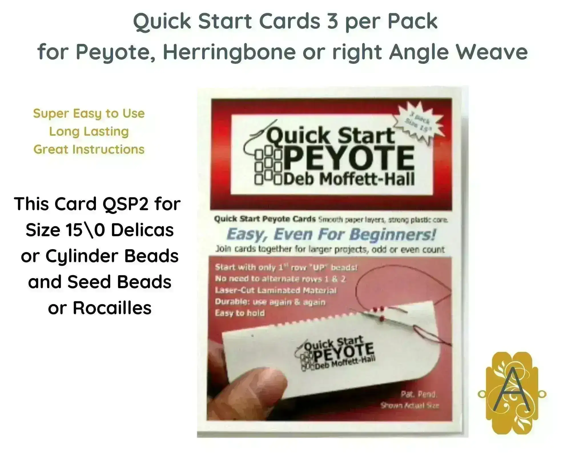 Quick Start Cards for Even or Odd Peyote, 2 Drop Peyote, Herringbone & Right Angle Weave, 3 per Pack + 2 NEW STARTER CARDS - Image 3