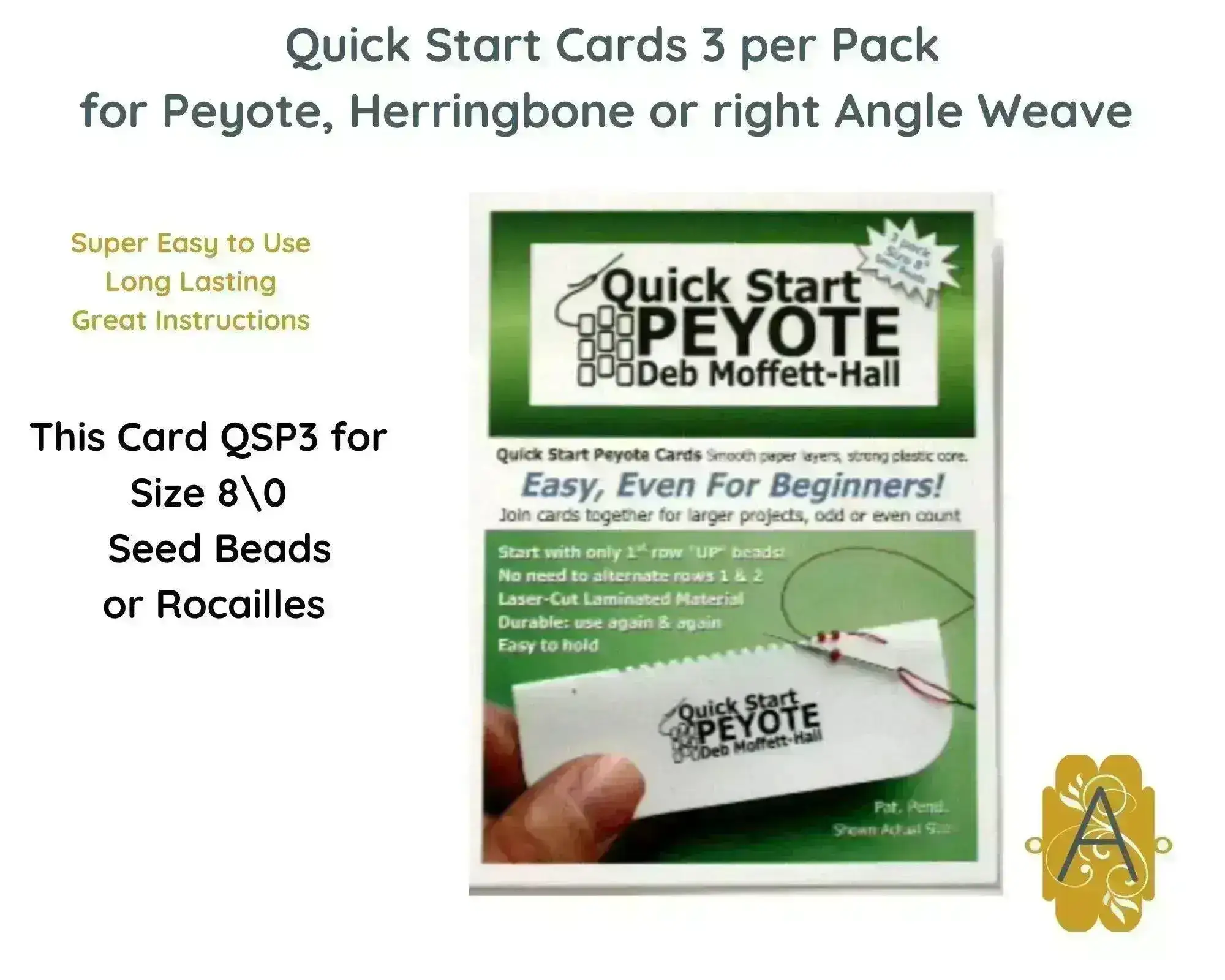 Quick Start Cards for Even or Odd Peyote, 2 Drop Peyote, Herringbone & Right Angle Weave, 3 per Pack + 2 NEW STARTER CARDS - Image 4