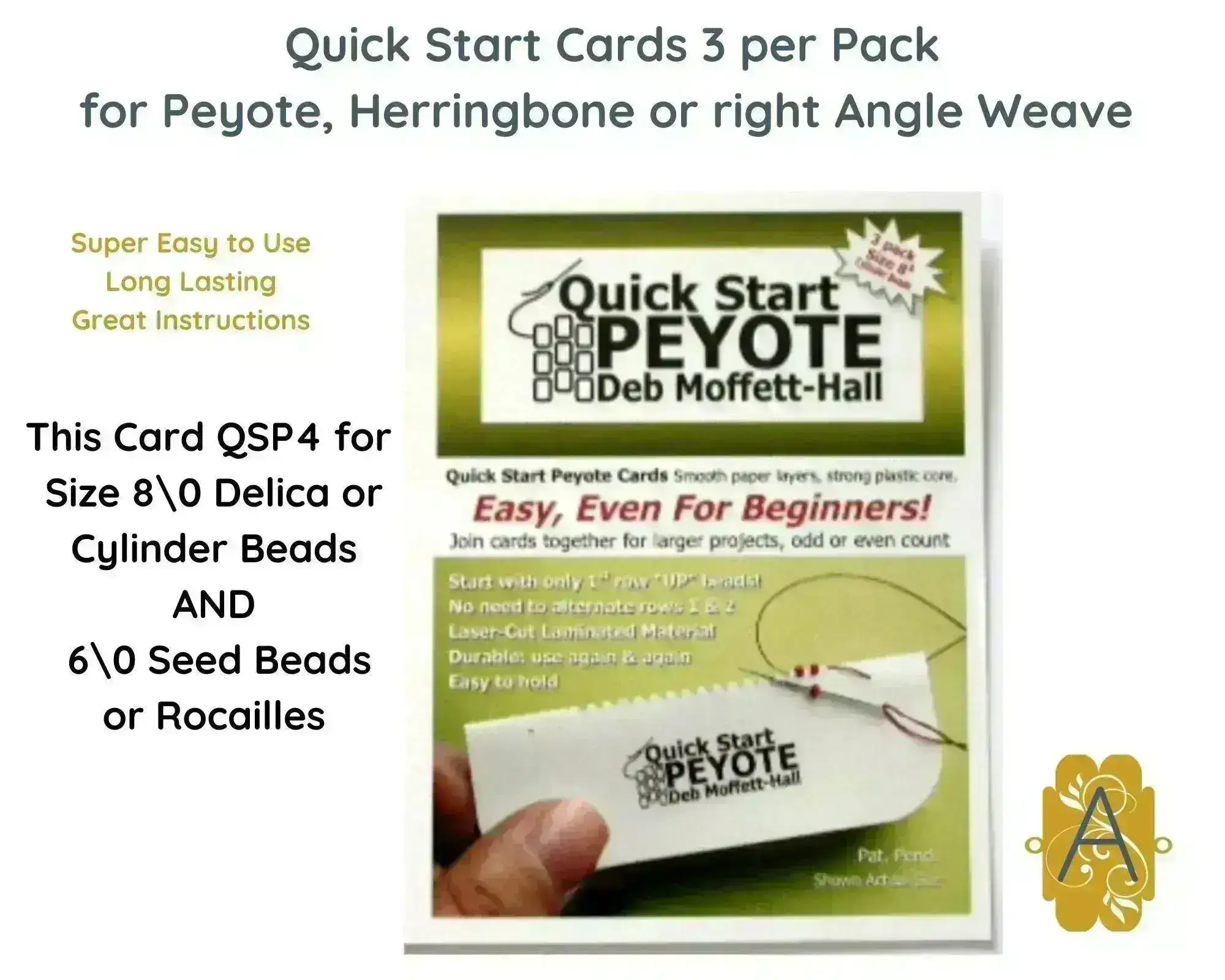 Quick Start Cards for Even or Odd Peyote, 2 Drop Peyote, Herringbone & Right Angle Weave, 3 per Pack + 2 NEW STARTER CARDS - Image 5