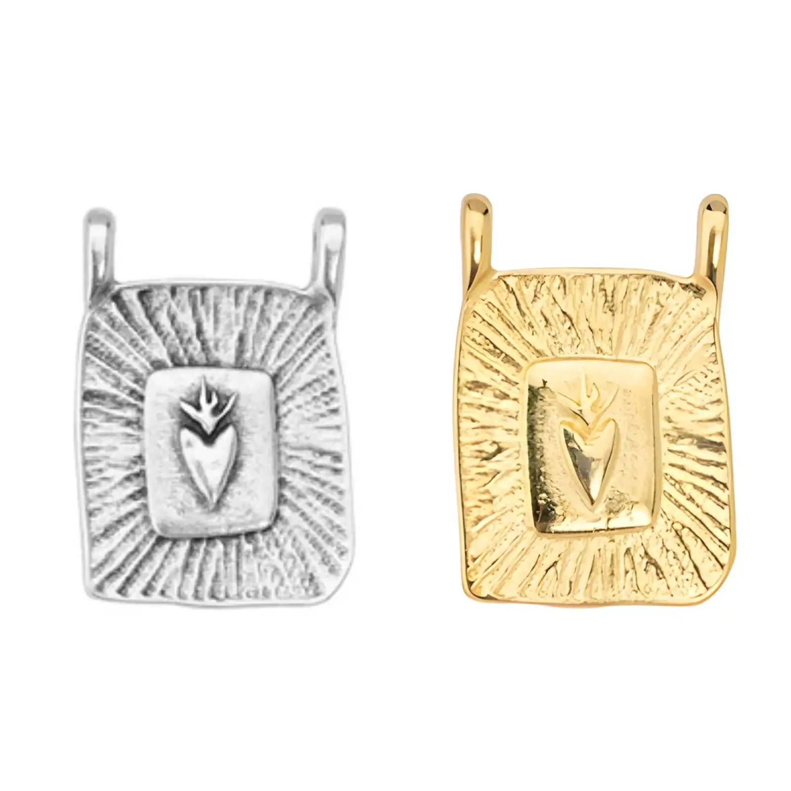 Radiant Heart Rectangular Charm or Pendant