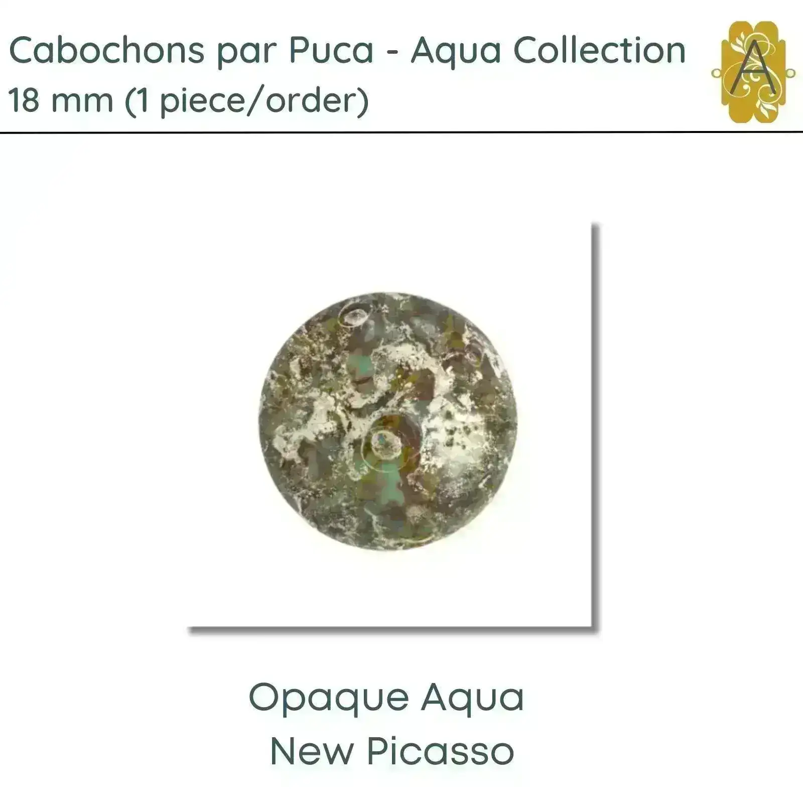 Cabochon par Puca, 18mm, Aqua Collection, 4 Finishes - Image 5
