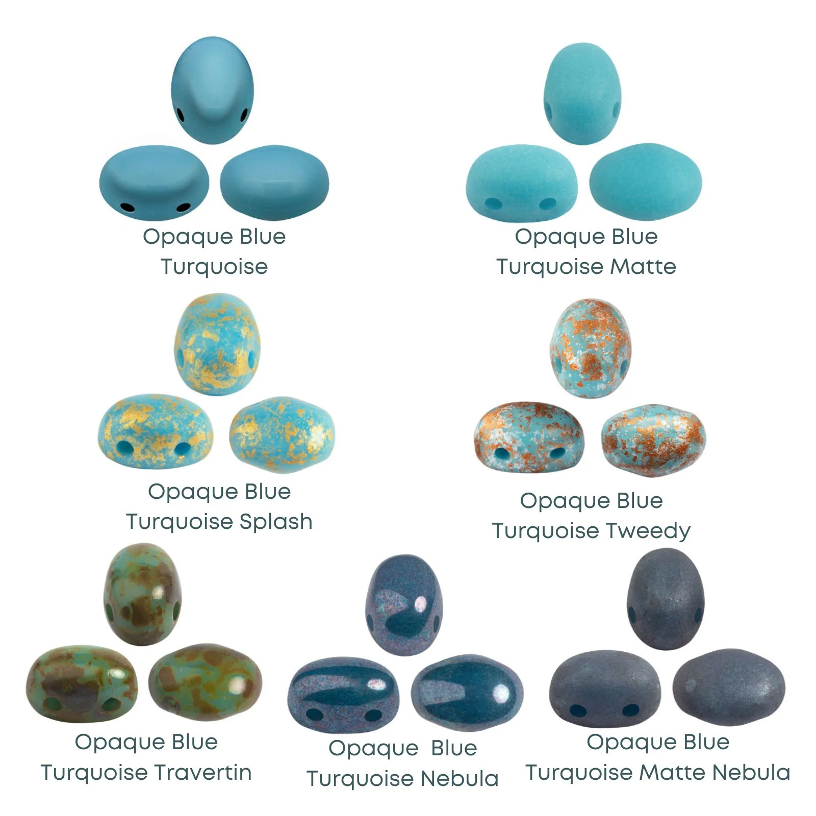 Samos Beads par Puca, Blue Turquoise, 5g & 20g