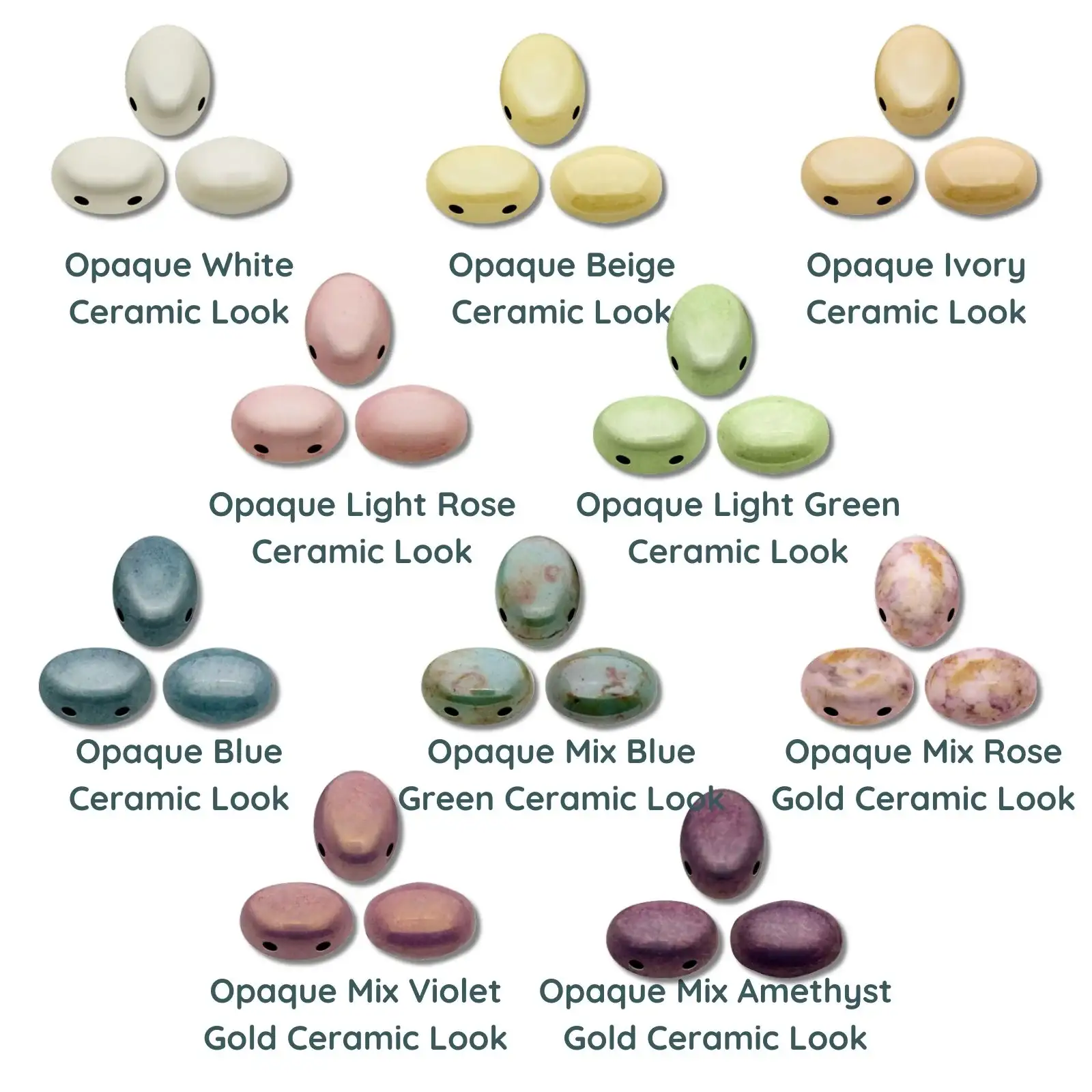 Samos Beads par Puca, Ceramic Look, 5g & 20g