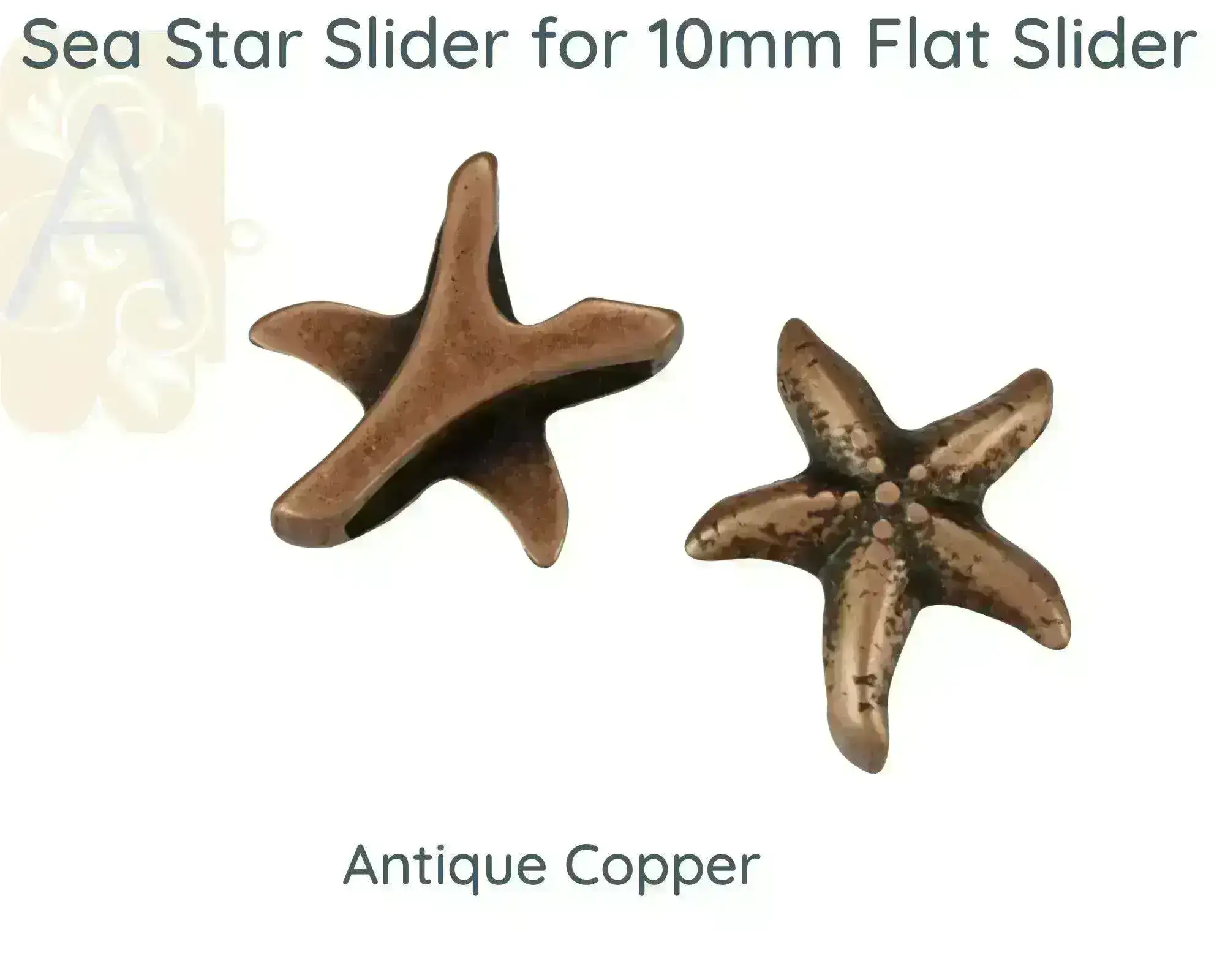 Sea Star Slider for Leather or Cork, 10mm, in 4 Finishes - Image 4