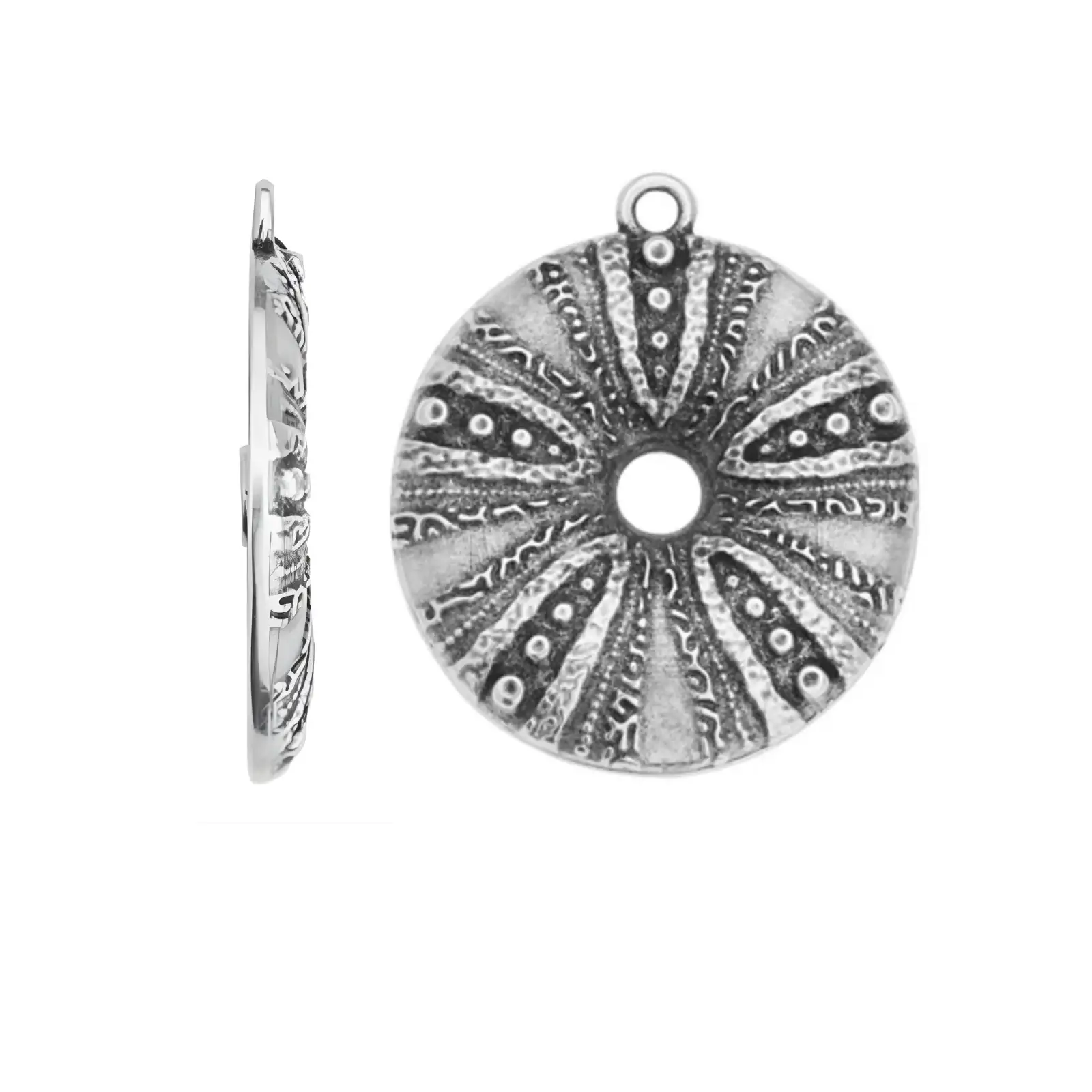 Sea Urchin Charm or Pendant, Precious Metal Plating