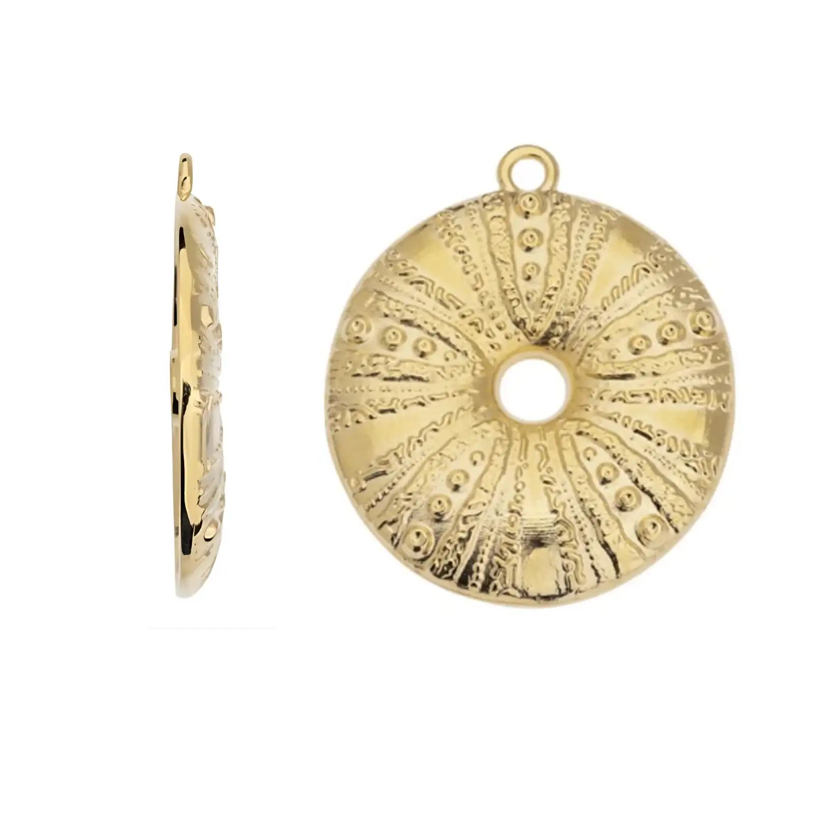Sea Urchin Charm or Pendant, Precious Metal Plating - Image 3
