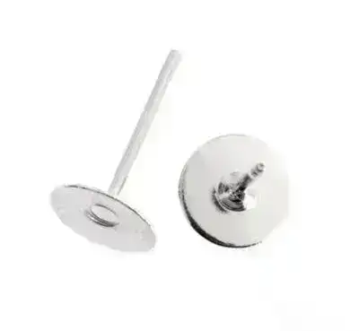 Flatback Earring Posts, Silver Plated, 5 or 10 Pair