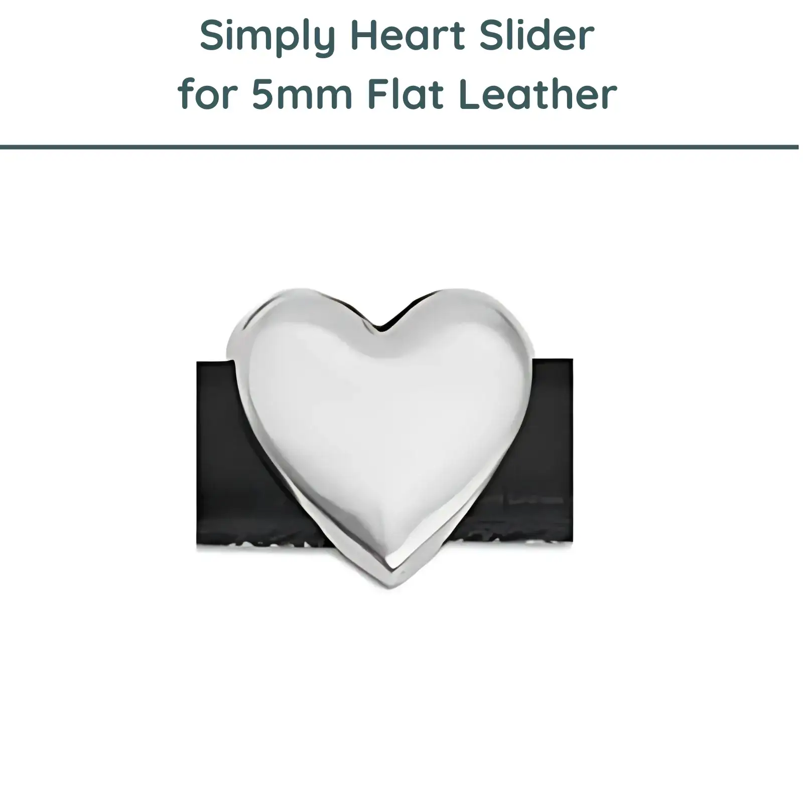 Simply Heart, Slider for 5mm Flat Leather or Cork - Image 2