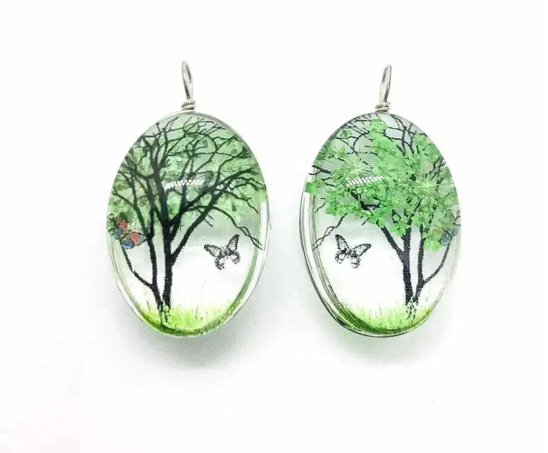 Small 4, One of a Kind, Handmade Dried Flower Glass Pendants - Image 3