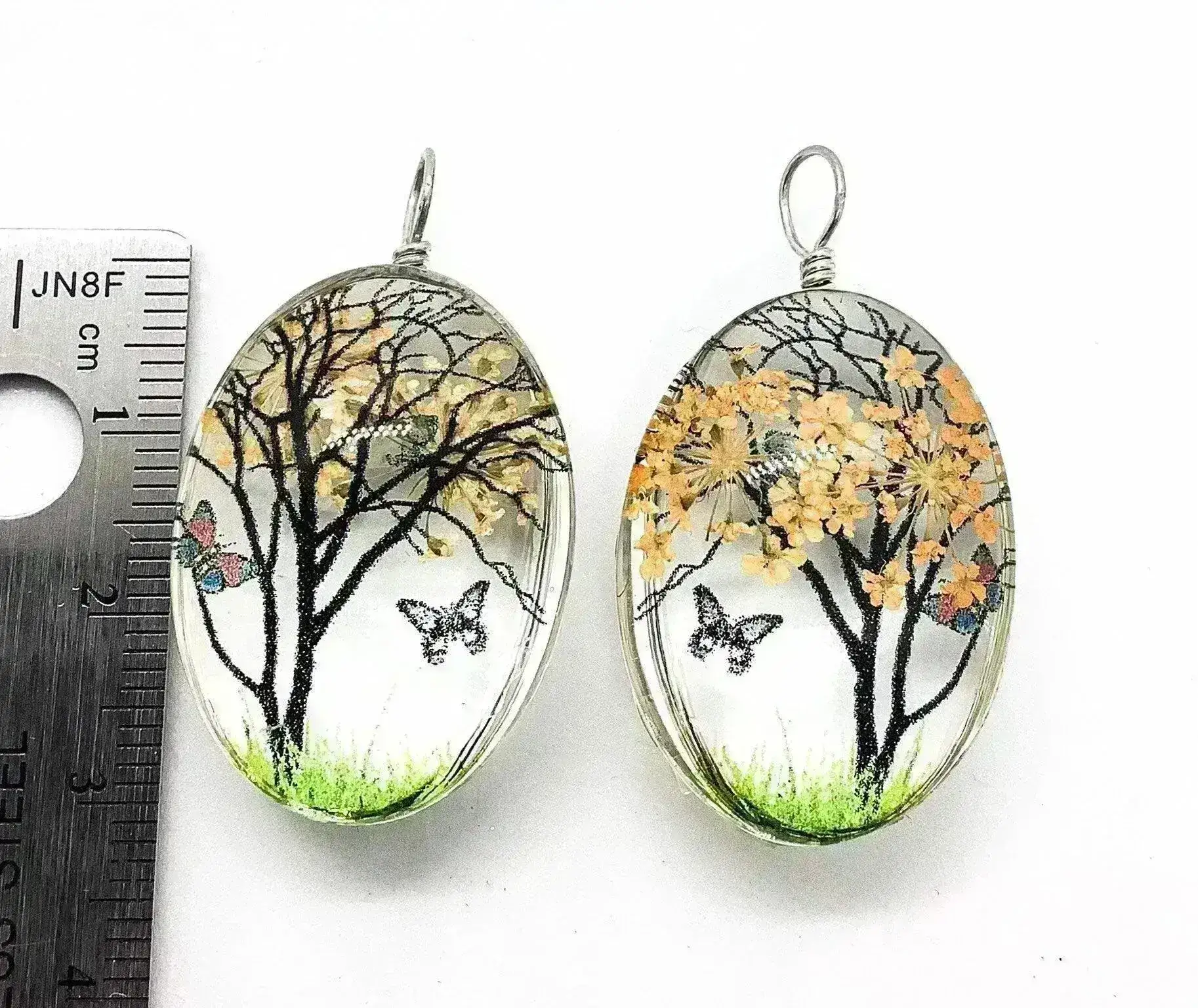Small 4, One of a Kind, Handmade Dried Flower Glass Pendants - Image 4