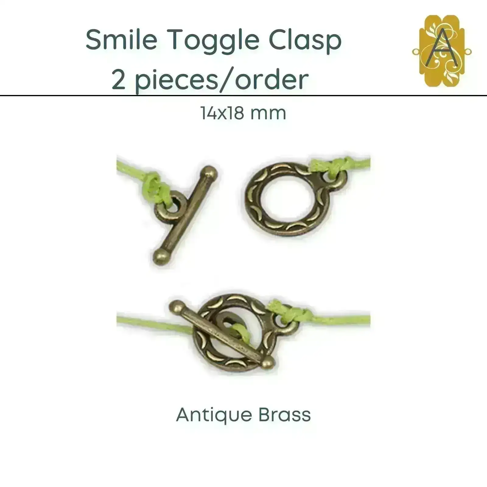 Smile Toggle Clasp (2 Pcs.), 3 Finishes - Image 2