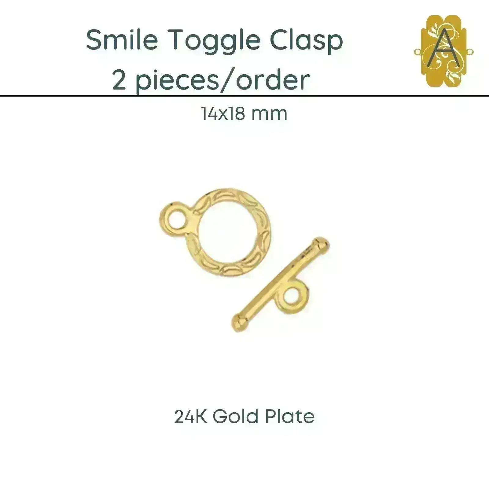 Smile Toggle Clasp (2 Pcs.), 3 Finishes - Image 3