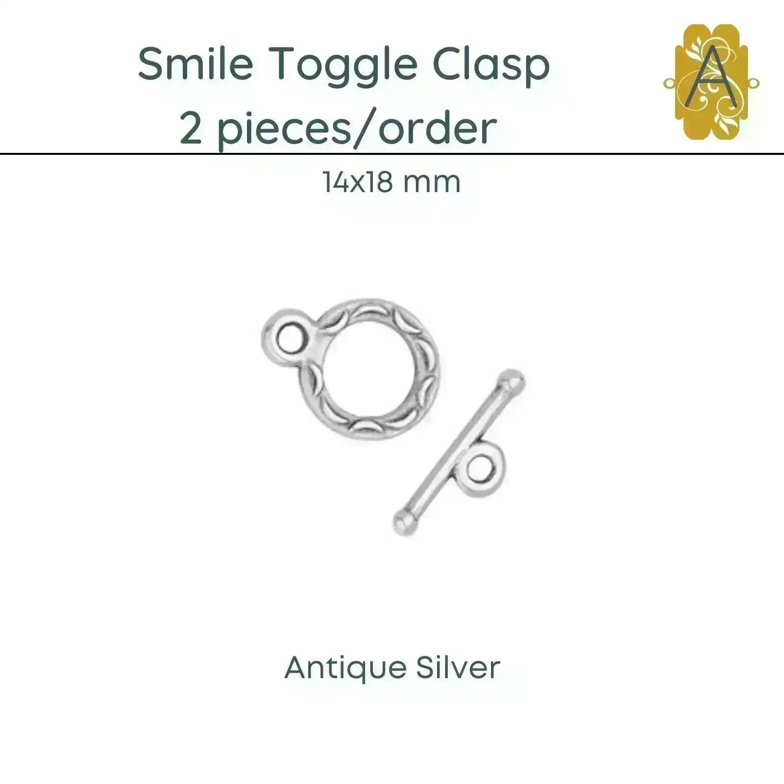 Smile Toggle Clasp (2 Pcs.), 3 Finishes - Image 4