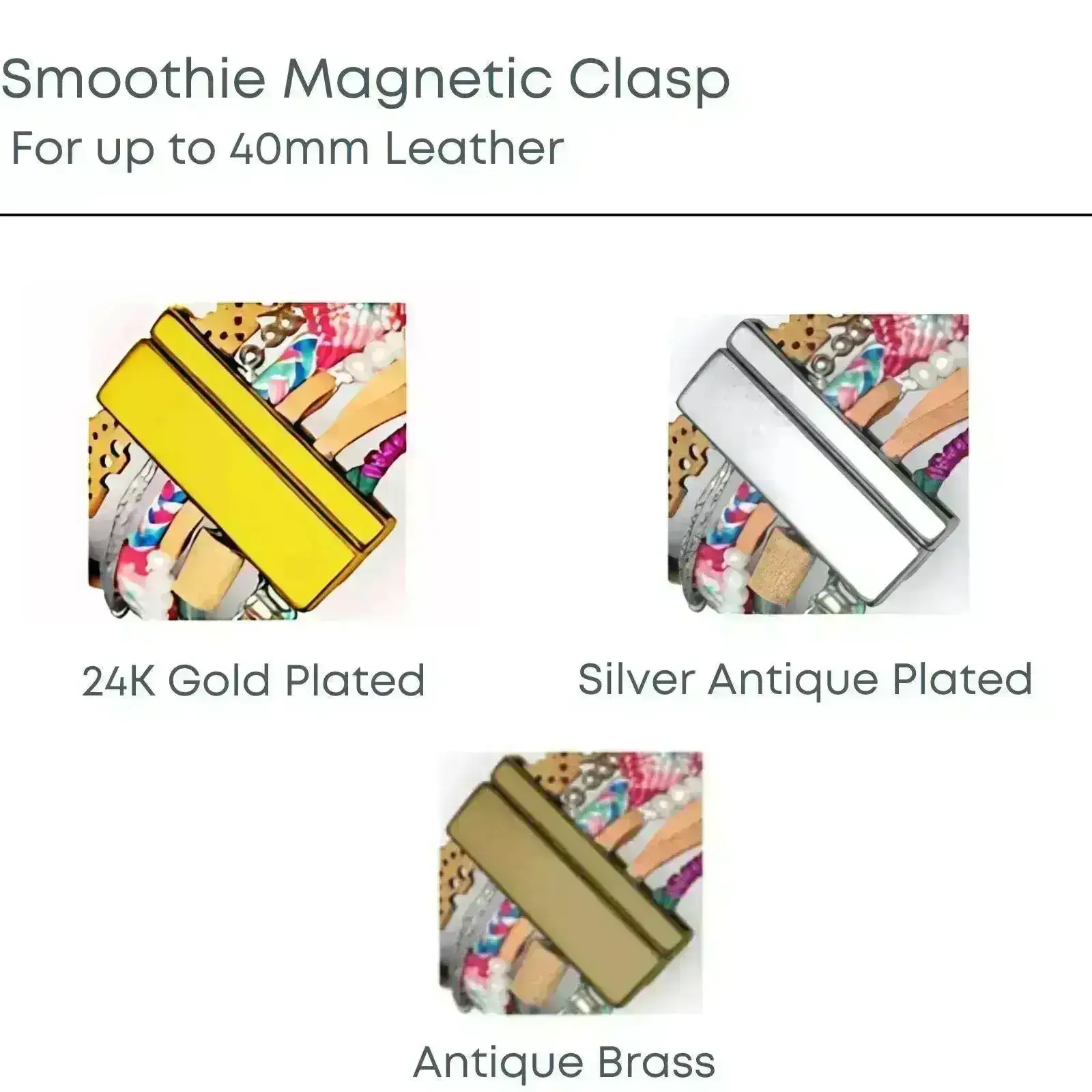Smoothie, Large Zamak Magnetic Clasp, For up to 40mm Flat Leather