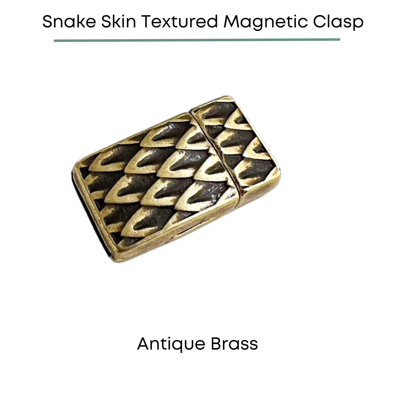 Snake Skin Textured Magnetic Clasp, for 10mm Flat Leather or Cork or Multi-Strands - Image 4