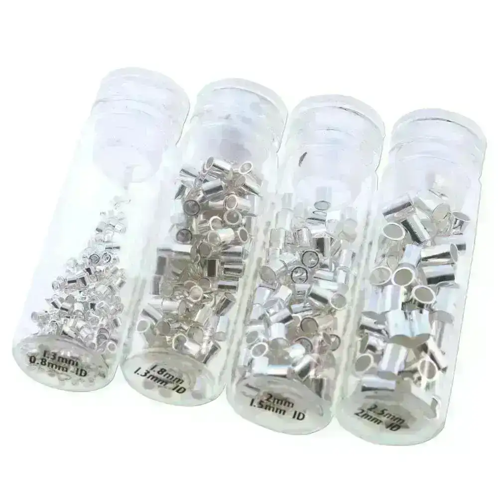 Crimp Tube Assorted Sizes, 0.8, 1.3, 1.5 and 2mm, Silver, Copper or Gold Plate - Image 2