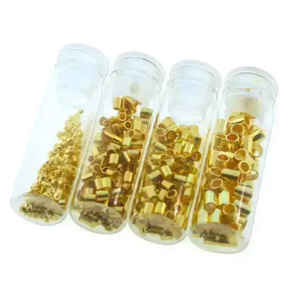 Crimp Tube Assorted Sizes, 0.8, 1.3, 1.5 and 2mm, Silver, Copper or Gold Plate - Image 4