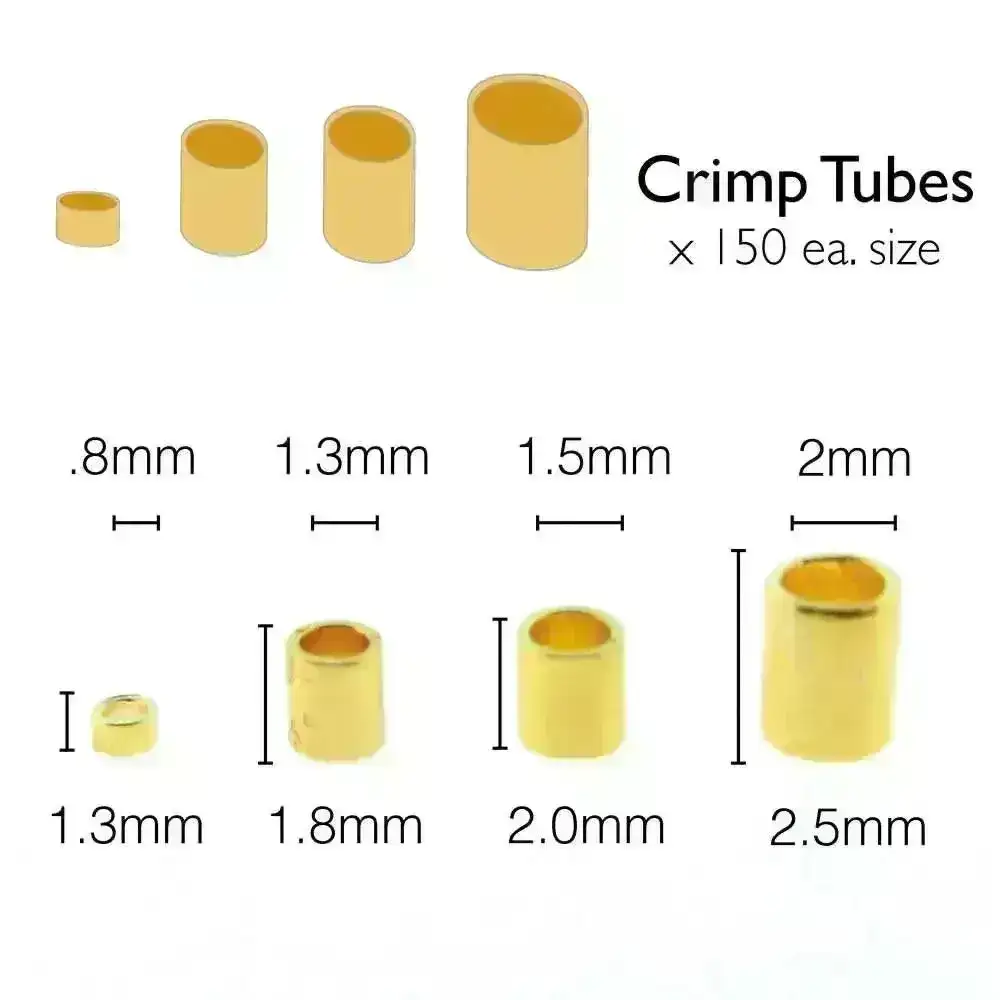 Crimp Tube Assorted Sizes, 0.8, 1.3, 1.5 and 2mm, Silver, Copper or Gold Plate - Image 5