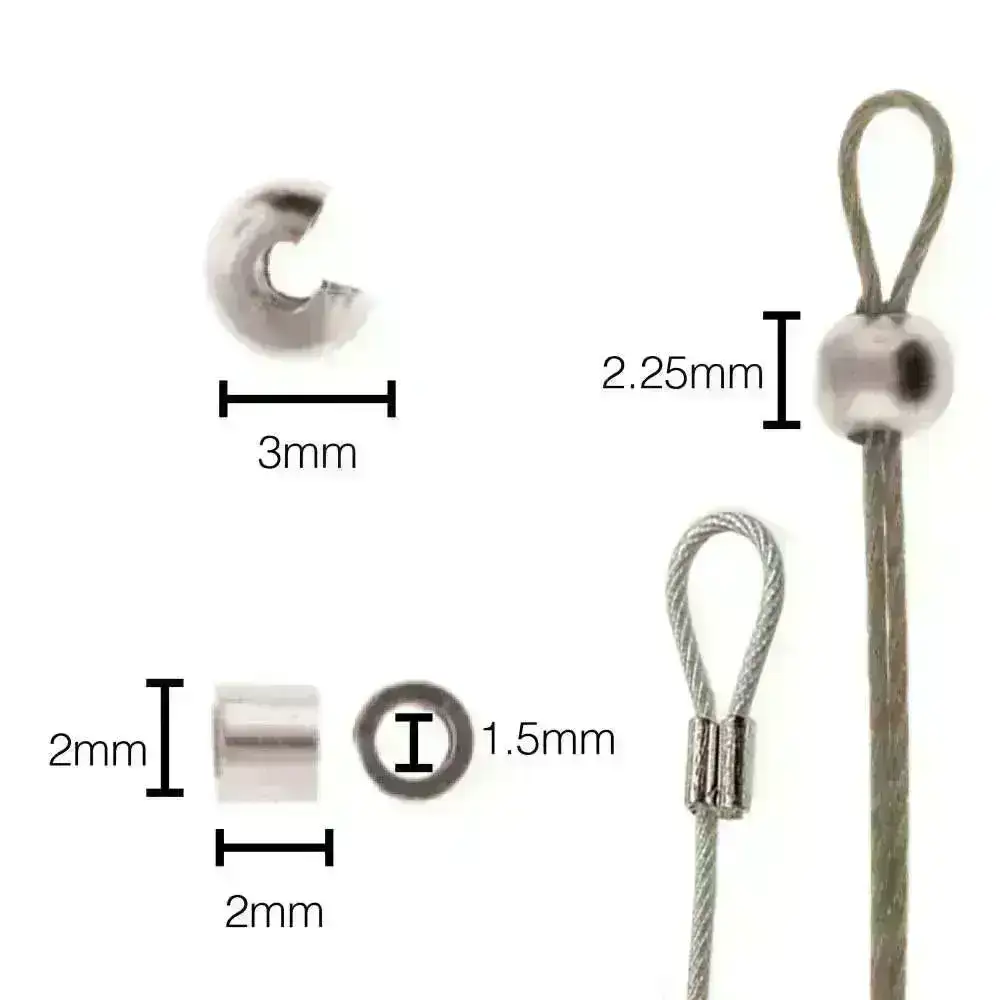 So Handy! Crimp Tube & Cover Set, 2mm Tubes, 3mm Smooth Cover, 48 Pcs. 2 Finishes - Image 2