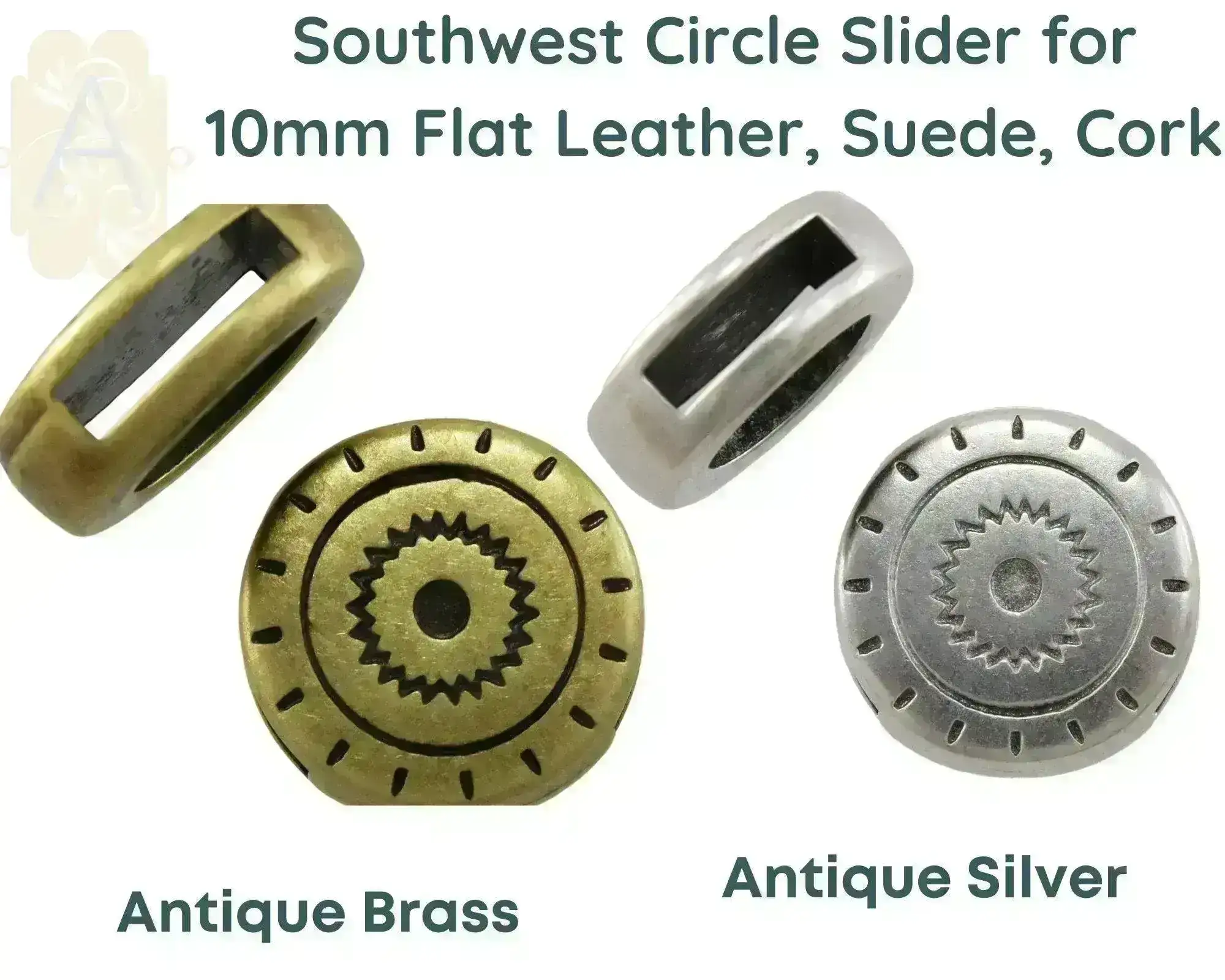 Southwest Circle Slider for Leather or Cork, 10mm