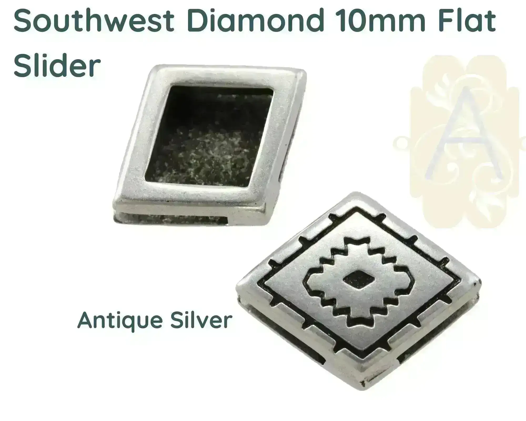 Southwest Diamond Sliders for 10mm Leather or Cork, 2 Pcs. 3 Finishes - Image 3