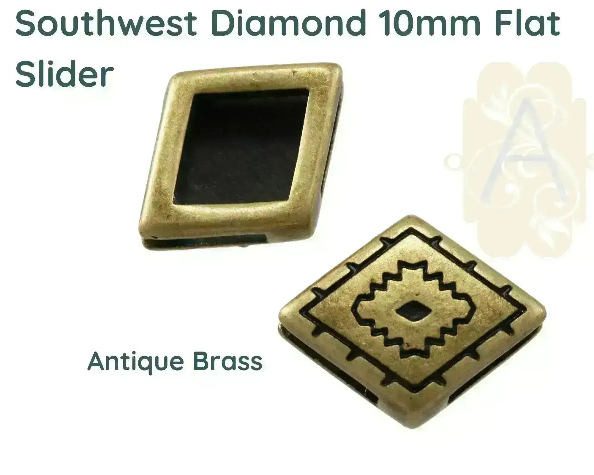 Southwest Diamond Sliders for 10mm Leather or Cork, 2 Pcs. 3 Finishes - Image 4
