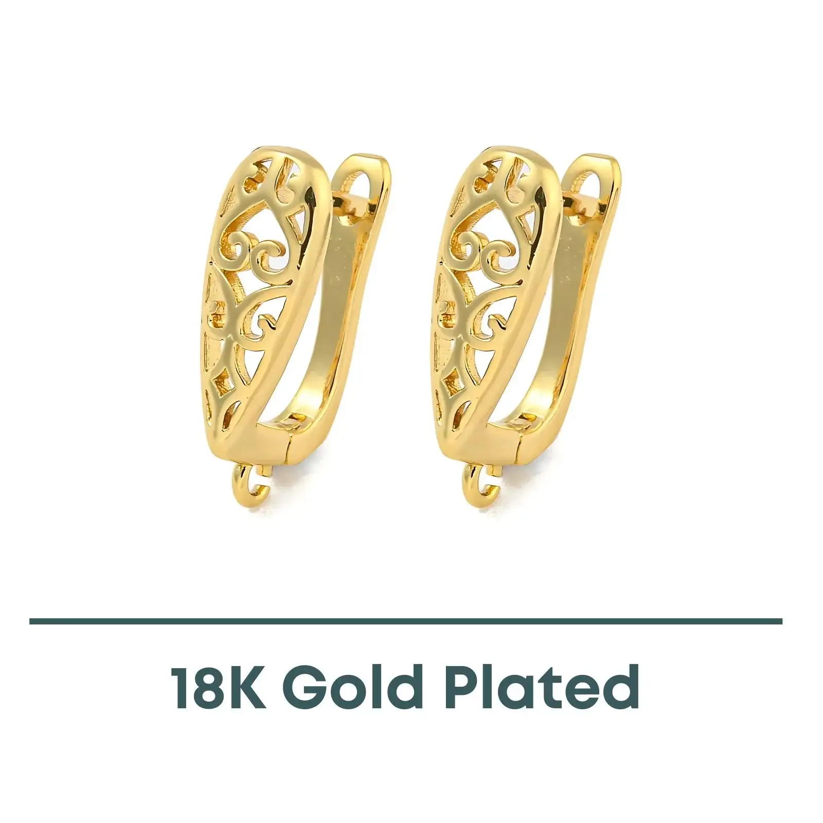 Spiral Heart Snap-In Leverback Earrings, 18K Gold or Real Platinum Plate - Image 3