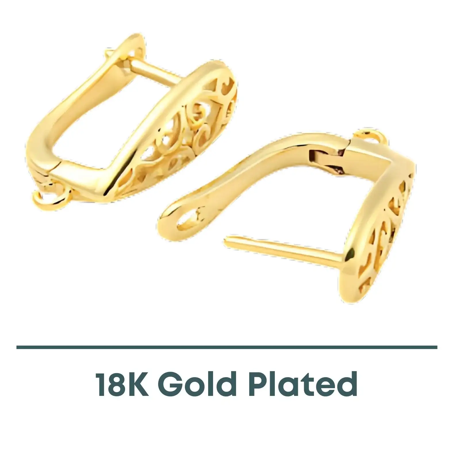 Spiral Heart Snap-In Leverback Earrings, 18K Gold or Real Platinum Plate - Image 4