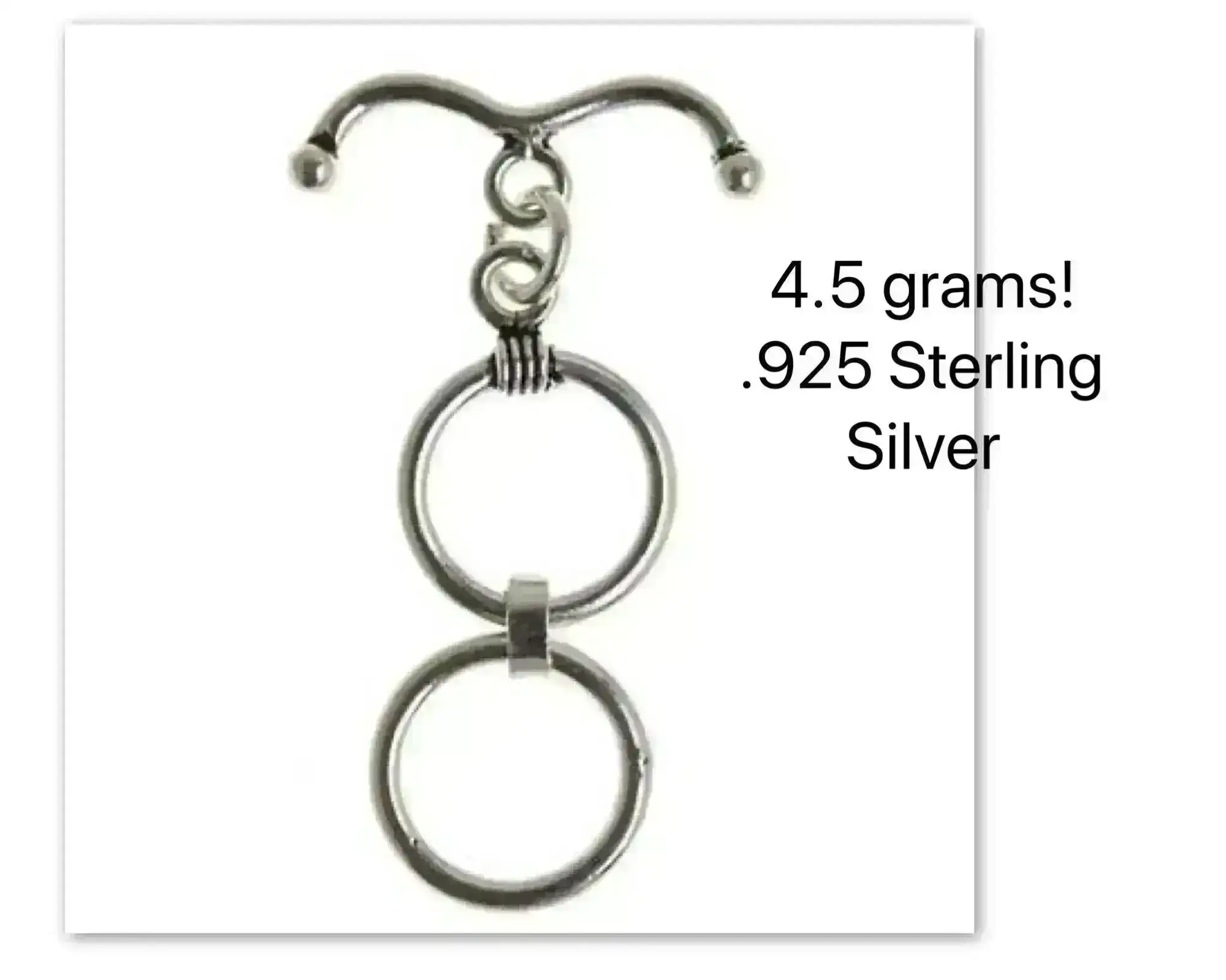 Bali Sterling Silver Toggle Extender Clasp, 15mm