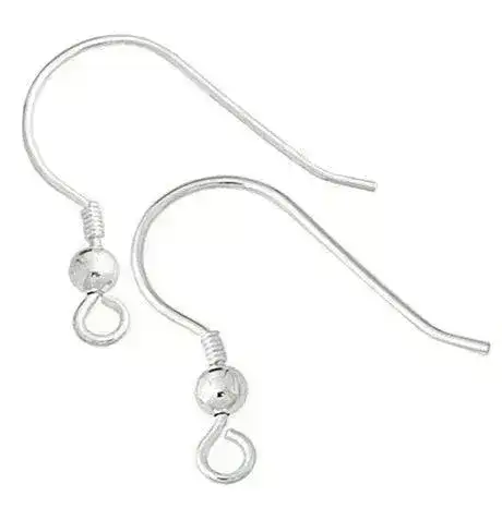 Sterling Silver Earring Wires, with 3mm Ball or Ball & Coil, 1 Pair - Image 2