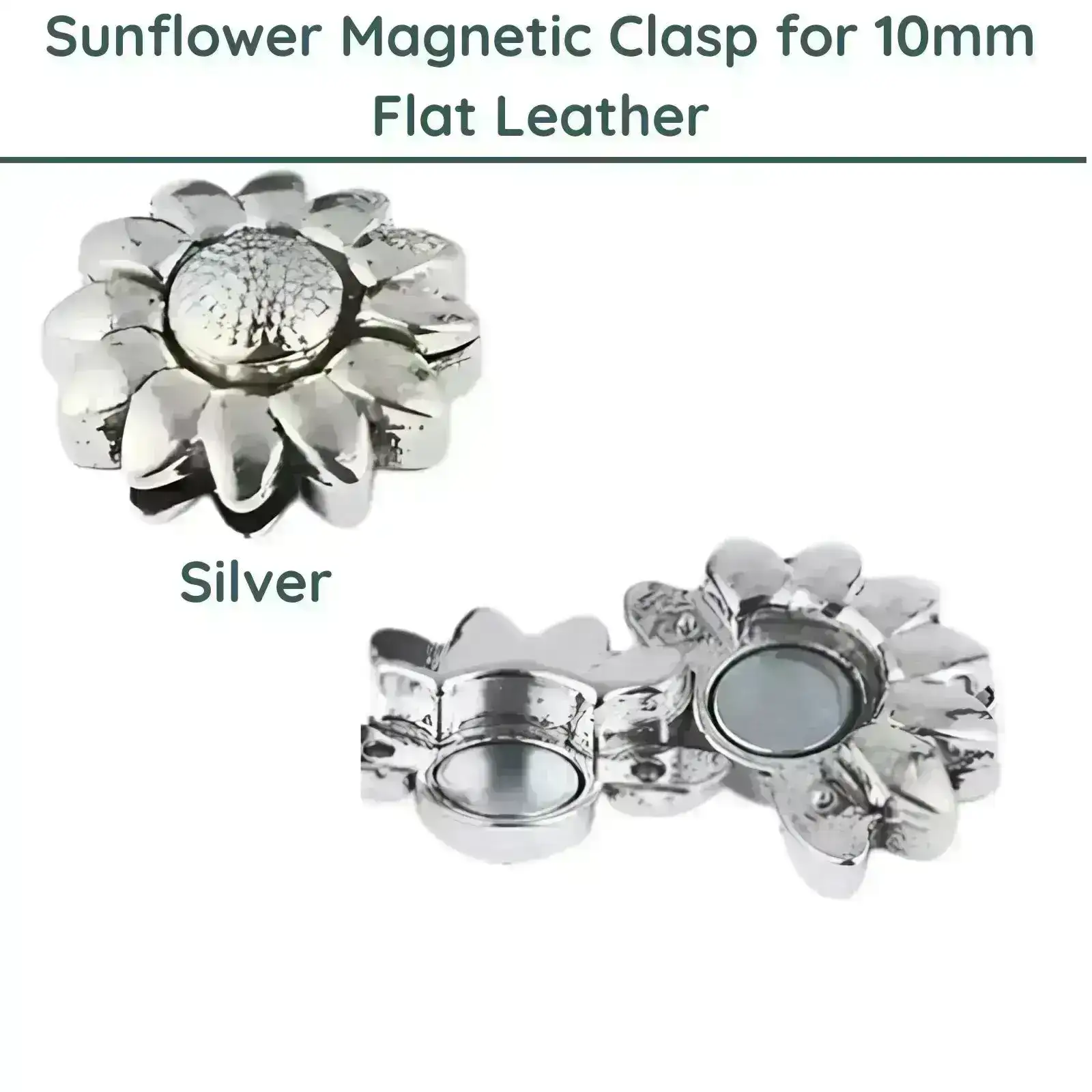 Sunflower Magnetic Clasp, for 10mm Flat Leather or Cork - Image 2