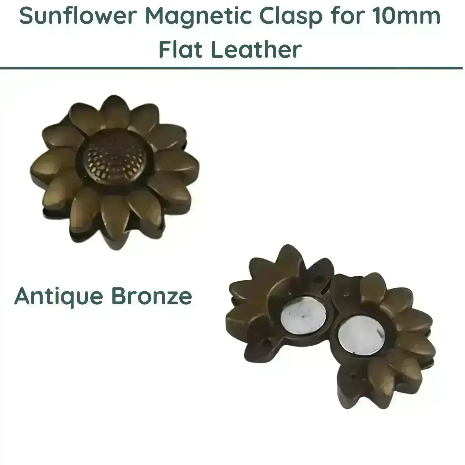 Sunflower Magnetic Clasp, for 10mm Flat Leather or Cork - Image 3