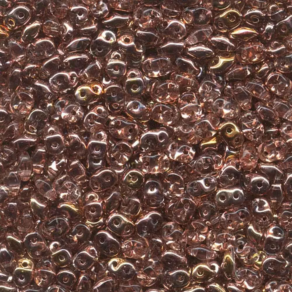 Superduo Beads, Rosaline Capri Gold, 10g.
