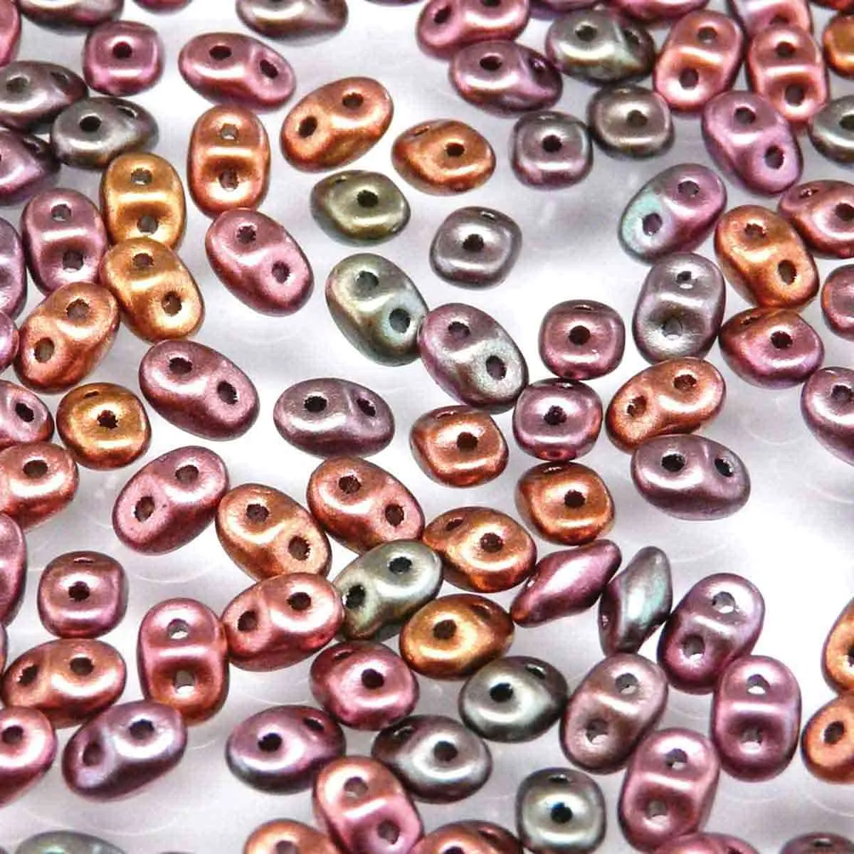 Superduo Beads, Crystal Orange Rainbow, 10g.