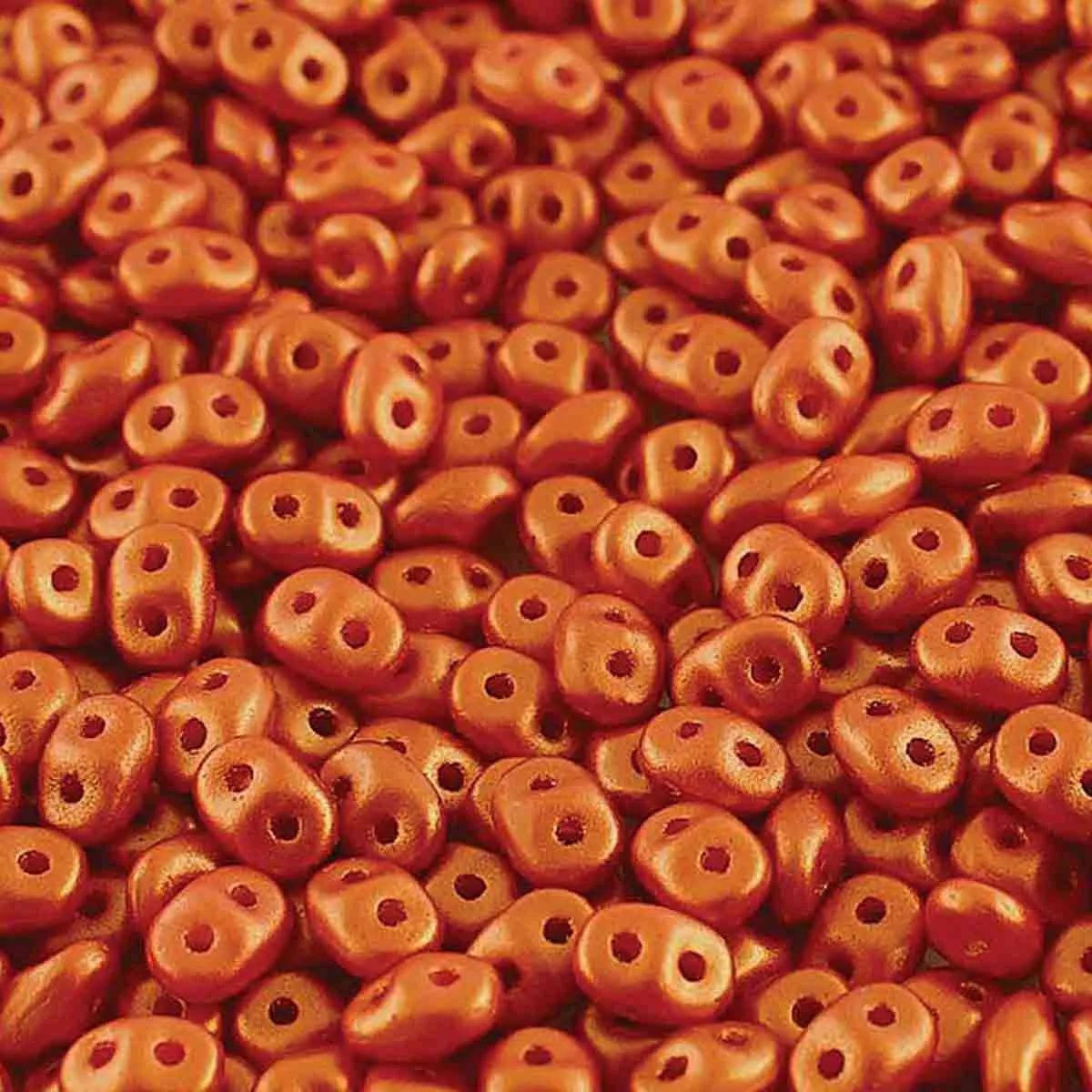 Superduo Beads, Gold Shine Brick Red, 10g.