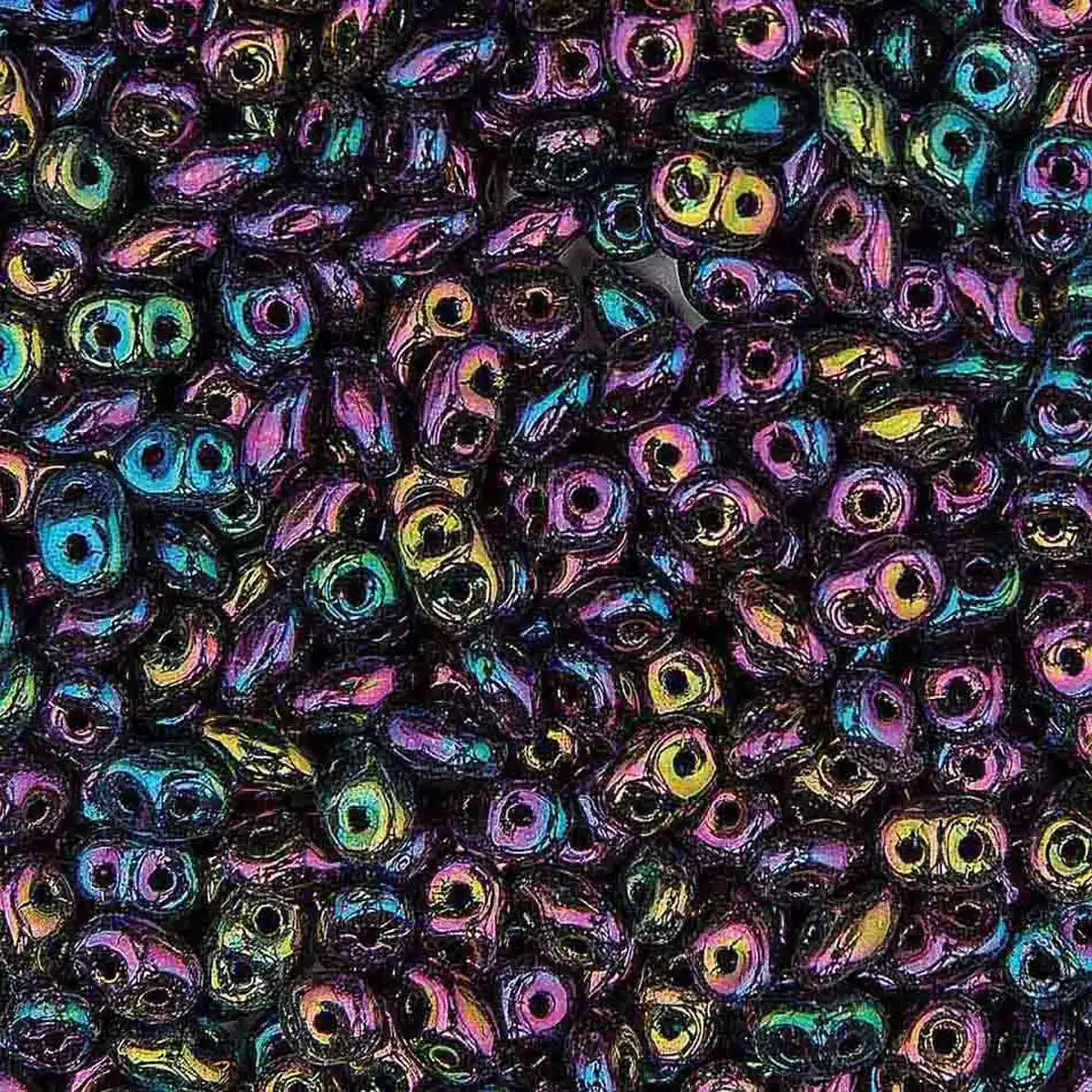 Superduo Beads, Jet Red Iris, 10g.