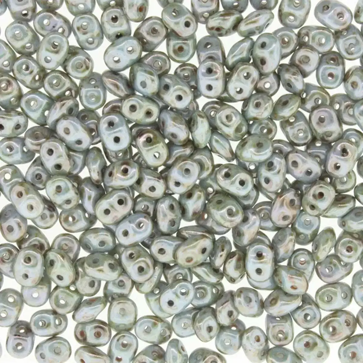 Superduo Beads, Chalk Lazure Blue, 10g.
