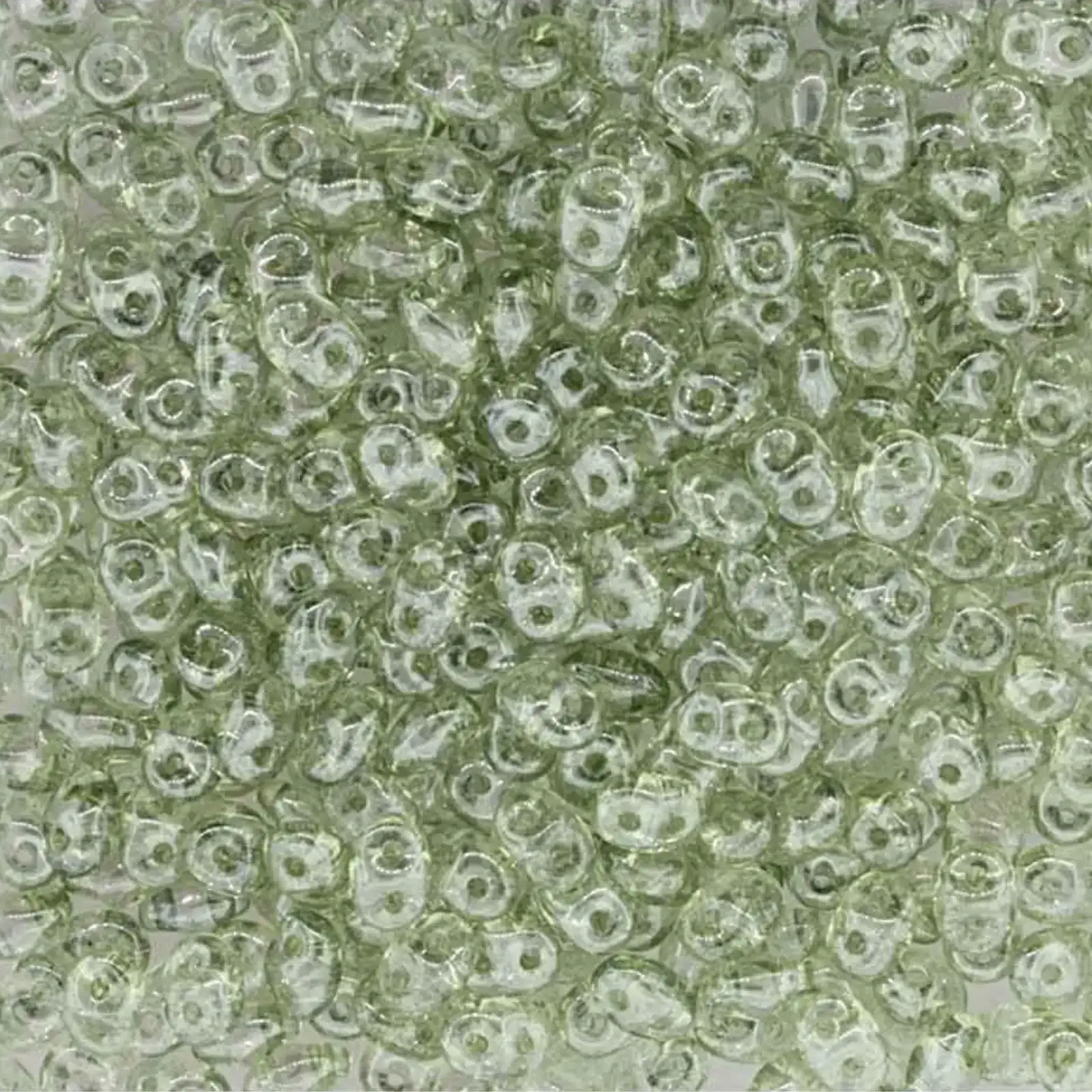 Superduo Beads, Crystal Green Luster, 10g.