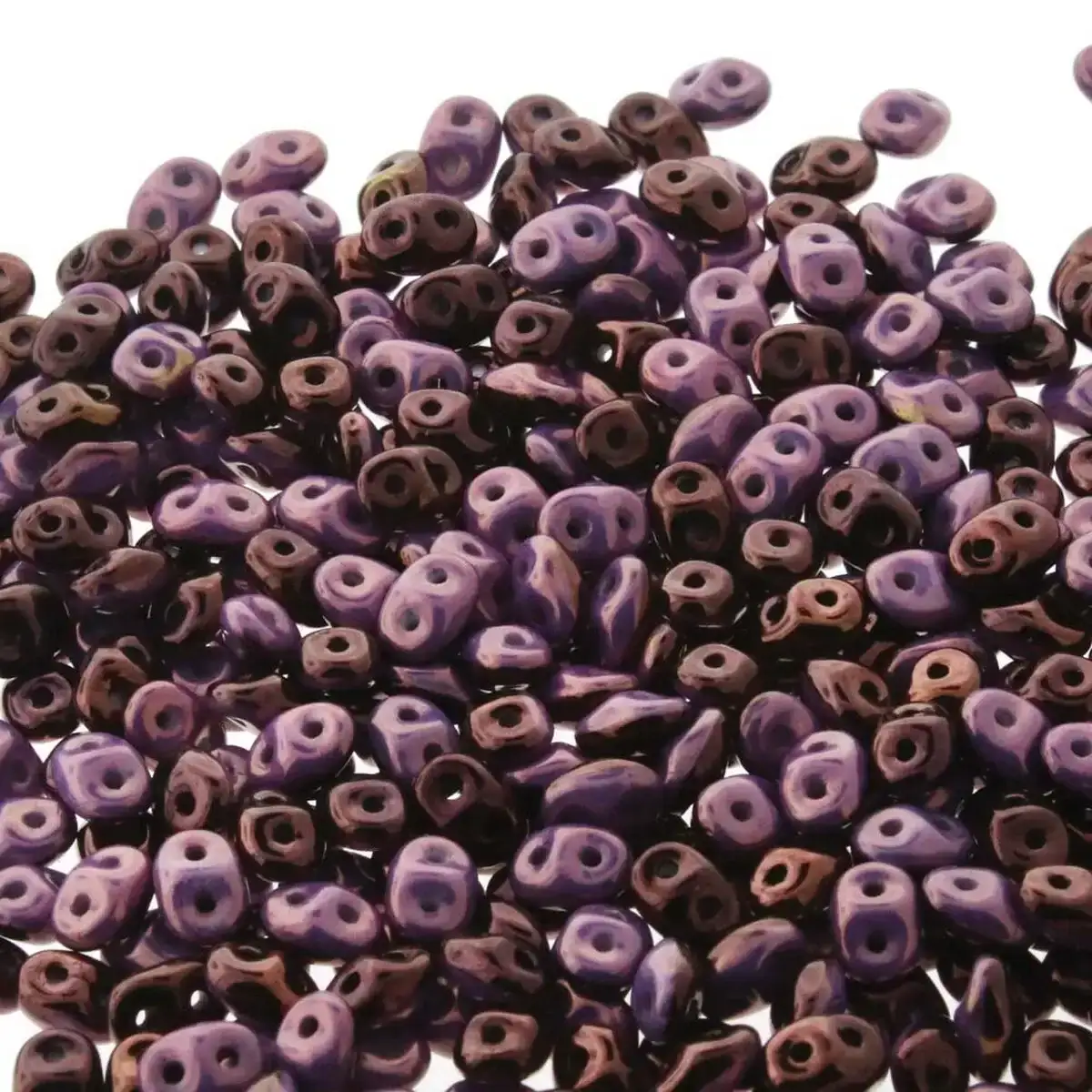 Superduo Beads, Duets Black White Vega Luster, 10g.