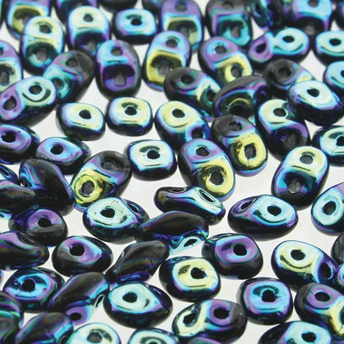 Superduo Beads, Jet Full AB, 10g.
