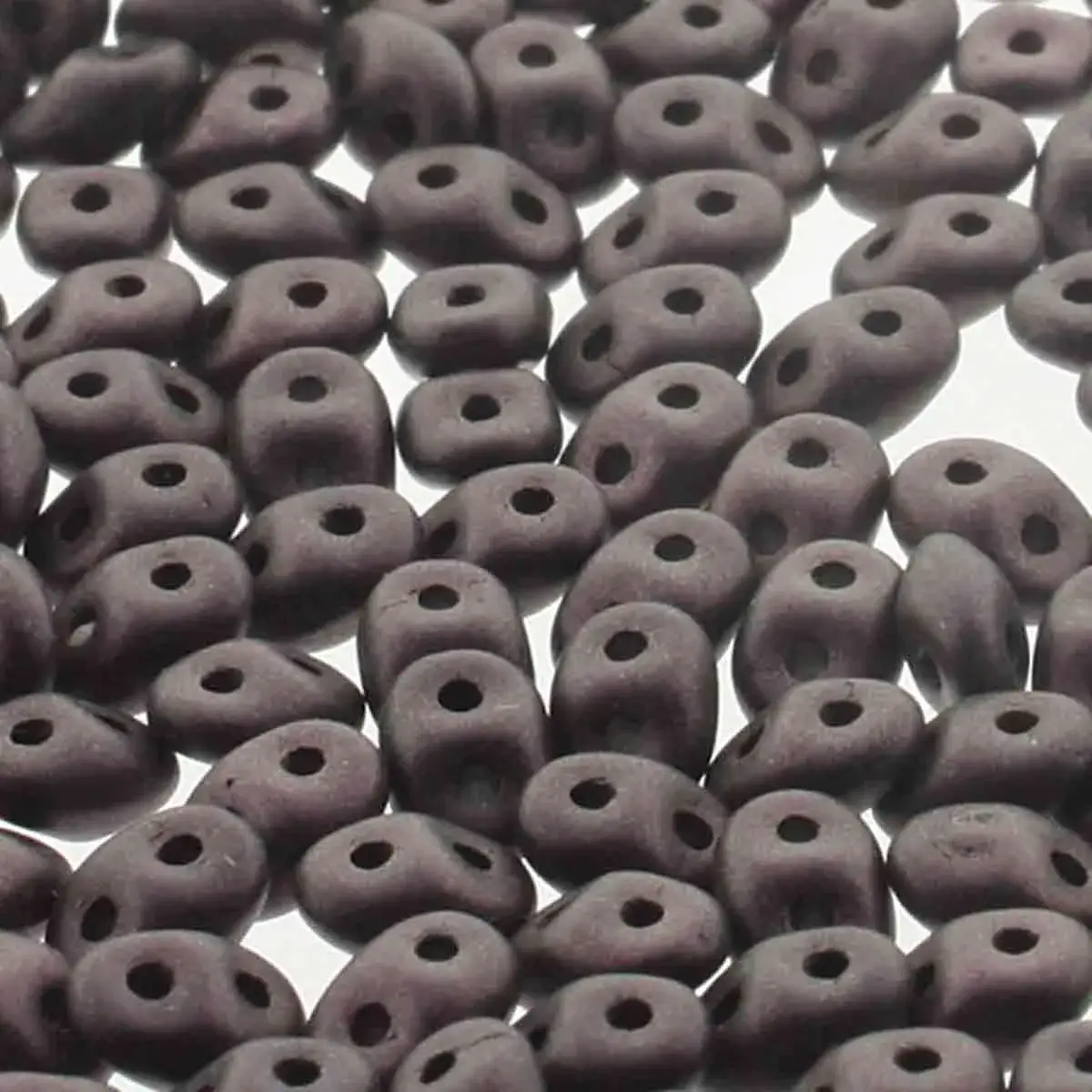 Superduo Beads, Jet Metallic Suede Dark Brown, 10g.