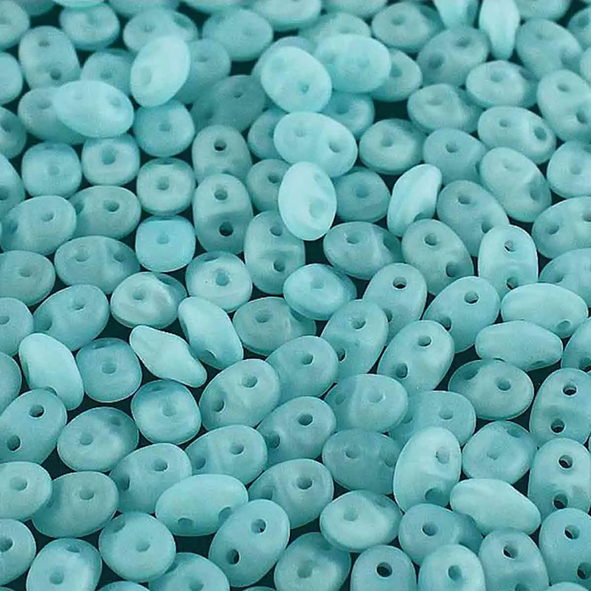 Superduo Beads, Opal Aqua Matte, 10g.