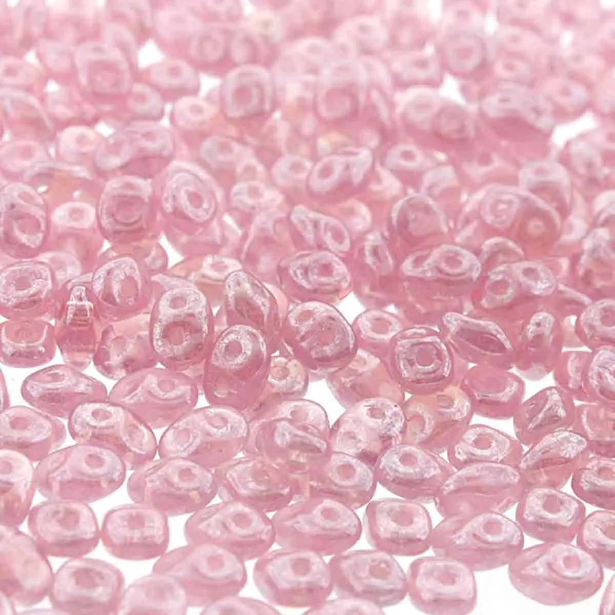 Superduo Beads, Opal Rose White Luster, 10g.